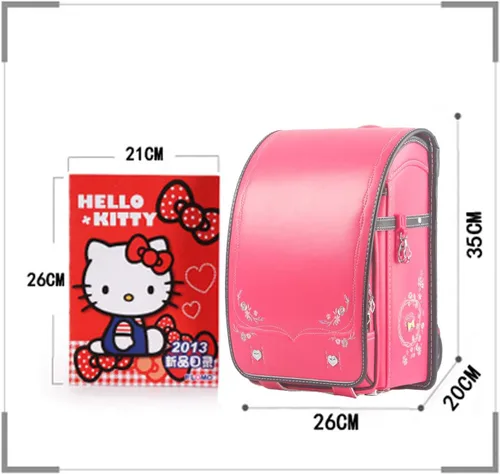 Vista 3 de randoseru ransel bolsos escolares japoneses de lujo para niños niñas gran capacidad Senior PU cuero ligero mochila, Cereza, Viajar