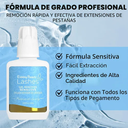 Vista 4 de Removedor de pestañas sensible para extensiones de pestañas - Gel removedor de extensiones de pestañas transparente - Removedor de extensiones