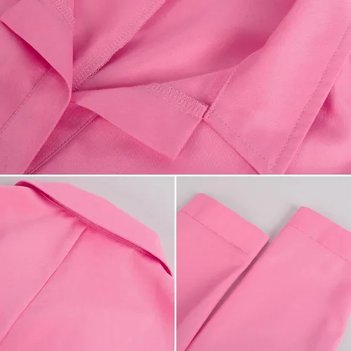 Vista 3 de Mono rosa para mujer, disfraz de cosplay de Margot Robbie Movie 2023, disfraz de uniforme