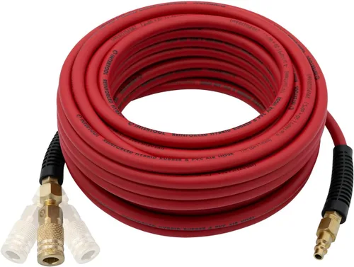 Vista 20 de INTERTOOL Manguera de compresor de aire 1/4-pulgada x 25 pies, ligera con acoplador rápido resistente y enchufe de servicio pesado - Resistente a