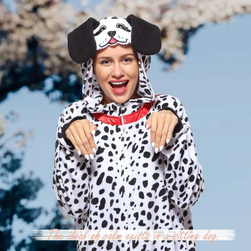 Vista 3 de Sincere Party Mono de mono, mono dálmata, mono de muñeco de nieve para adultos, pijama de animal Oneise para hombres y mujeres unisex