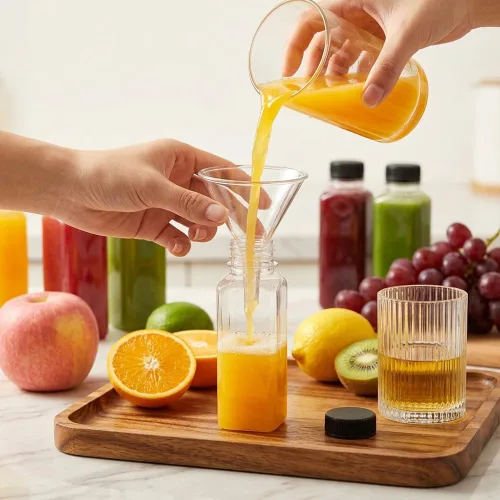 Vista 6 de 6 botellas pequeñas de plástico de 2 onzas con tapas, recipientes reutilizables transparentes a granel para bebidas a granel a prueba de fugas