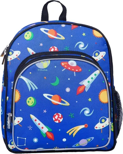 Vista 2 de Wildkin - Mochila infantil de 12.0in con máscara facial (fuera de este mundo)