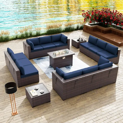 Vista 58 de Kullavik - Juego de muebles para exterior de 6 piezas con sofá modular de ratán de polietileno, color negro