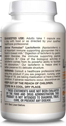 Vista 9 de Jarrow Formulas Suplementos de lactoferrina de 250 mg – Glicoproteína de apoyo inmunológico para un apoyo saludable del sistema inmunológico