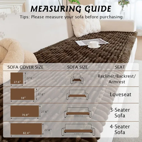 Vista 5 de PuTian Funda de sofá 100% impermeable y mullida para perros, lavable, antideslizante, protector de sofá, apto para mascotas, para sofás y sofás