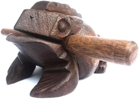 Vista 2 de Thai Madera tallada a mano hecha en Tailandia/rana de madera de juguete 4.5 pulgadas