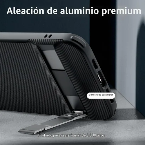 Vista 4 de ESR Funda para iPhone 15 Plus, Funda con Soporte Metálico, 3 Modos de Soporte, Protección contra Caídas de Grado Militar, Compatible con Carga Negro