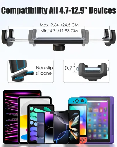 Vista 8 de Charchendo Soporte para tableta de cinta de correr de cuello de cisne, ajuste universal para bicicleta elíptica/bicicleta de giro/bicicleta