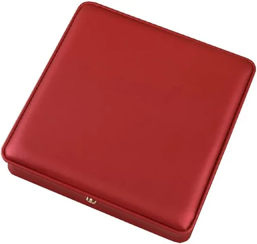 Vista 4 de Juego de joyas de boda Caja de cuero premium collar pendiente anillo expositor soporte de almacenamiento (rojo grande)