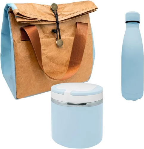 Vista 4 de Nerthus FIH 1039 SET - Botella de doble pared de acero inoxidable rosa + funda para tarjeta rosa + bolsa térmica rosa