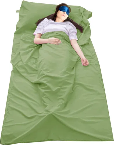 Vista 10 de Sleeping Bag Liner, Camping Travel Home Bed Sheet Compact Sacks Lightweight Breathable Machine Washable Travel Sheet, Multi Size Foldable Pouch