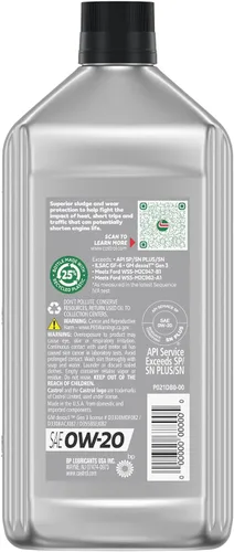 Vista 3 de Castrol GTX - Aceite de motor completamente sintético 0W-20, 1 cuarto de galón, paquete de 6