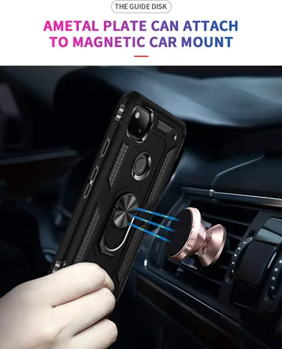 Vista 5 de ADDIT Funda 4A 4G para Google Pixel 4a 4G, con anillo de soporte, soporte ajustable, grado militar, protección resistente, a prueba de golpes