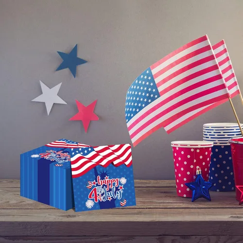 Vista 5 de 100 servilletas de 4 de julio para fiesta del Día de los Caídos, servilletas de papel desechables para el Día de la Independencia