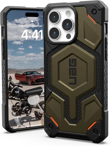 Vista 11 de URBAN ARMOR GEAR UAG - Funda compatible con iPhone 15 Pro Max de 6.7 pulgadas, Monarch Pro negro, imán integrado compatible con carga MagSafe, funda