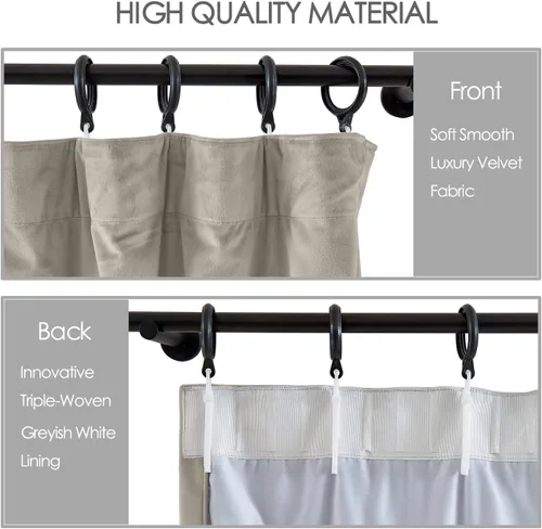 Vista 96 de cololeaf Panel de cortinas opacas de terciopelo con forro para cine en casa, cortina de ganchos planos para barra transversal o pista, 100 pulgadas
