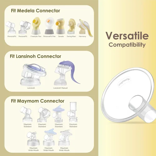 Vista 8 de Maymom MyFit Crater Series - Protector de pecho pequeño de 0.394 in con diseño de dos piezas compatible con piezas de bomba Medela; reemplazo