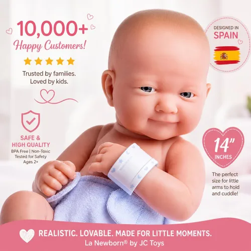 Vista 6 de Newborn Nursery - Set de regalo de 8 piezas de ajuar de muñeco bebé Azul sonriente