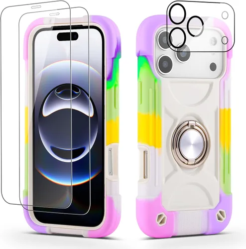 Vista 80 de Funda para iPhone Se3/iPhone Se2, iPhone 6/6S, iPhone 7/iPhone 8 de 4.7 pulgadas con soporte de anillo, con 2 protectores de pantalla resistentes
