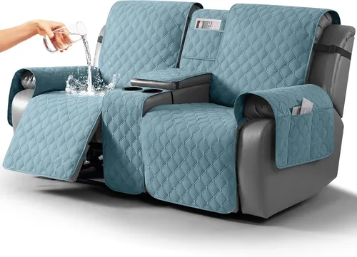 Vista 9 de TAOCOCO Funda para Sillón de Dos Plazas Reclinable 100% Impermeable con Consola Central, Funda de Sofá Reclinable Reversible para 2 Asientos