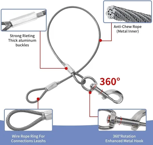 Vista 3 de Paquete de 2 extensiones de correa para perro a prueba de mordeduras, extensor de plomo corto sin enredos para entrenar y caminar, extensor de cable