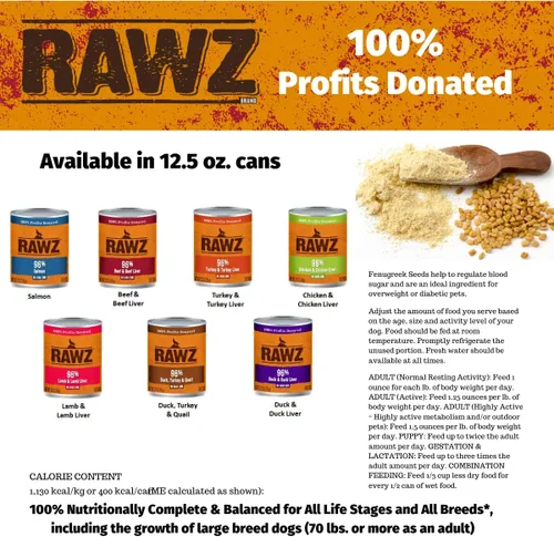 Vista 6 de Rawz Alimento húmedo enlatado con 96% de carne para perros, paquete de 12 / latas de 12.5 oz. (Carne de res/Hígado de res)