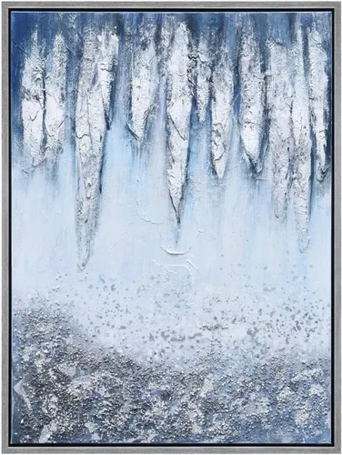 Vista 30 de Empire Art Direct Arte abstracto para pared, lienzo pintado a mano con textura por Martin Edwards, marco negro, 24 x 48 pulgadas, goteo nevado 1