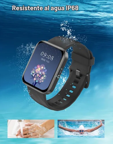 Vista 5 de Relojes inteligentes para hombres y mujeres (respuestas/hacer llamadas) compatibles con teléfonos iPhone Android, reloj inteligente de 1.85 Negro