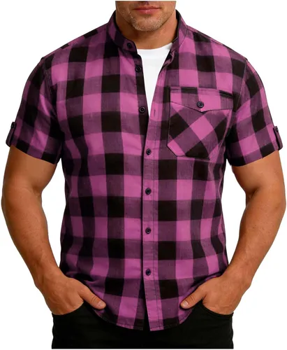 Vista 12 de Camisas de manga corta con botones para hombre, estilo occidental, con bolsillo, ligeras, transpirables, ajuste regular