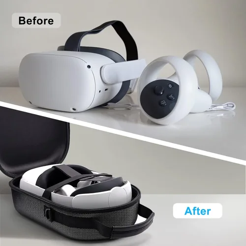 Vista 2 de Funda para Oculus Quest 2 funda de viaje rígida para Oculus Quest 2 VR con correa oficial Elite accesorios de controles táctiles funda de transporte