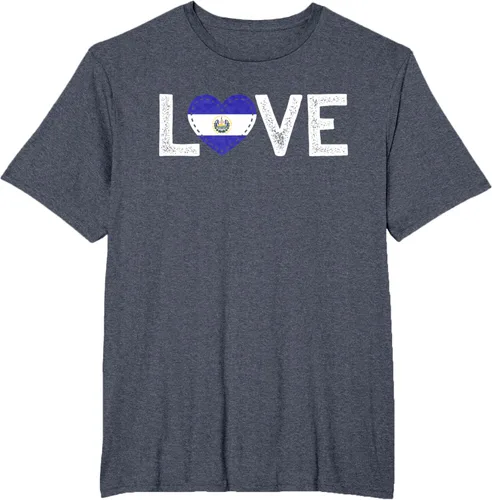 Vista 56 de Camiseta de regalo con la bandera de El Salvador LOVE, Negro, S