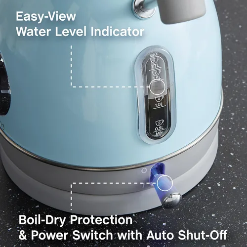 Vista 4 de West Bend Hervidor eléctrico de acero inoxidable de estilo retro de 1500 vatios con apagado automático y protección contra hervor, 1.7 litros