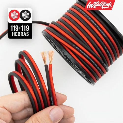 Vista 8 de Install Link Cable de altavoz calibre 14 AWG (30 pies) para automóvil o Rojo esmerilado/negro