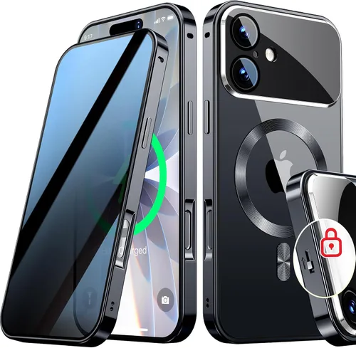 Vista 34 de Funda magnética de privacidad para iPhone 13 Pro, protección completa de la cámara, color negro [Mechanical Lock][Compatible with MagSafe]