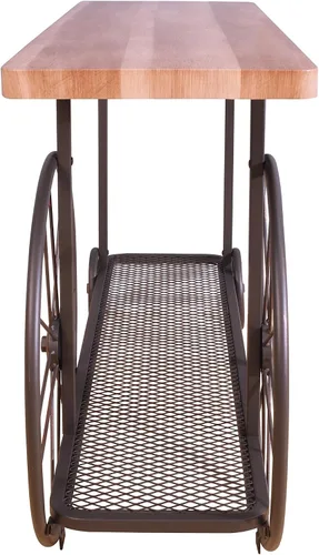 Vista 5 de Acme Francie - Consola rectangular de madera con estante en roble y gris antiguo