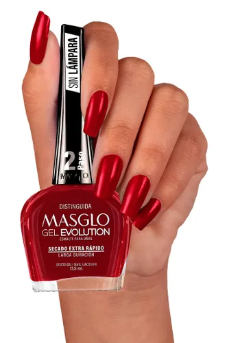 Vista 2 de MASGLO Gel Evolution - Juego de 3 esmaltes de uñas, no necesita lámpara UV/LED, secado rápido, uso de 12 días, fórmula libre de 14, acabado