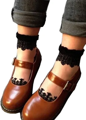 Vista 3 de Lovful 3 pares de calcetines cortos ultrafinos transparentes de encaje elástico para mujer
