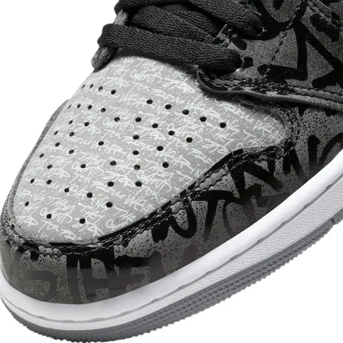 Vista 8 de Men's Jordan 1 Retro High OG Rebellionaire BlkWht-Particle Grey (555088 036)