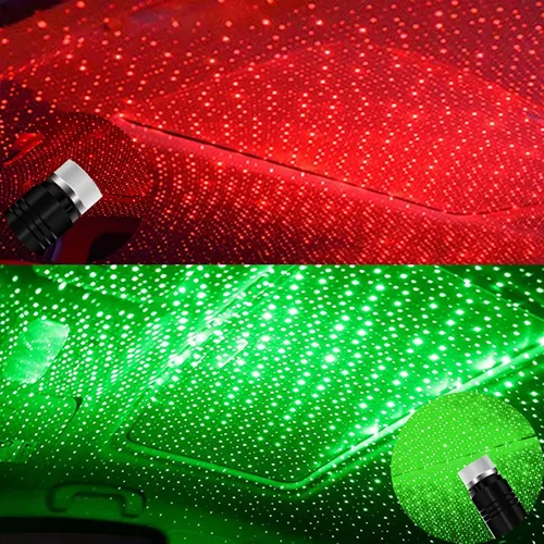 Vista 8 de Lámpara USB de Noche, Proyector de Estrellas, Luz Nocturna Ajustable, Luces Interiores Románticas en Rojo para Auto, Luces de Techo Portátiles