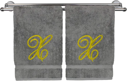 Vista 256 de Toalla de mano con monograma, regalo personalizado, 16 x 30 pulgadas, extra absorbente, 100% algodón turco, acabado de rizo suave, para baño, cocina