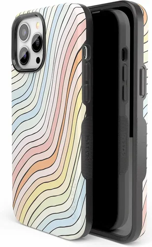 Vista 2 de Casely Funda para iPhone 13 Pro Ride The Wave Forro de arcoíris pastel Diseño protector audaz Compatible con MagSafe