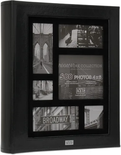 Vista 4 de álbum de fotos de gamuza para 500 fotos de 4 x 6 pulgadas (5 por página), color negro