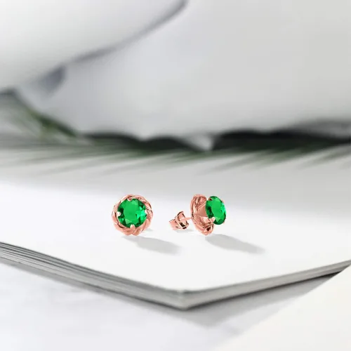 Vista 281 de Gem Stone King Aretes de plata de ley 925 de 0.236 in con piedra natal redonda para mujer