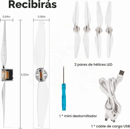 Vista 6 de Mini 4/3 hélices de repuesto de luces LED de repuesto para DJI Mini 3/4 Fly More Combo Plus Drone (2 pares)