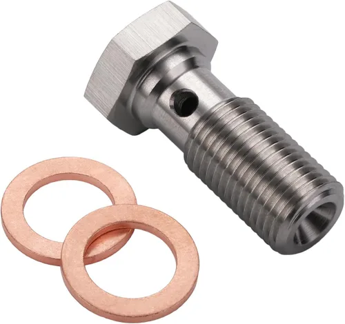 Vista 8 de 3AN 3/8 x 24 UNF Adaptador de Tornillo de Freno de Banjo Único de Acero Inoxidable de 20mm de Largo con Arandelas de Cobre