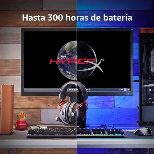 Vista 2 de HyperX Cloud Alpha Wireless - Auriculares para juegos para PC, batería de 300 horas, auriculares DTS: audio espacial X, espuma viscoelástica