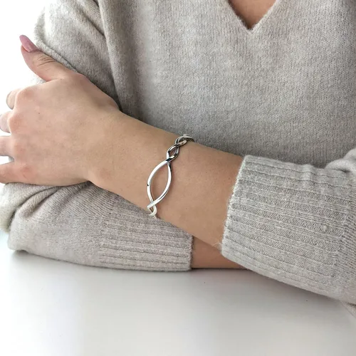 Vista 4 de Silverly Pulsera de plata de ley celta para mujer, pulsera de plata trenzada trenzada ajustable, regalo de dama de honor para mejor amiga, pulseras