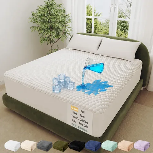 Vista 36 de OhGeni - Protector de colchón 100 % impermeable, almohadilla suave para colchón tamaño individual, resistente al pelo de mascotas y a la enuresis