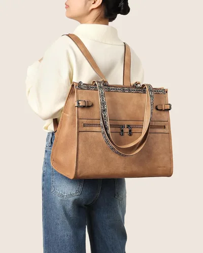 Vista 3 de FADEON Bolsos tipo bandolera y bolso para portátil para mujer Colección Marrón